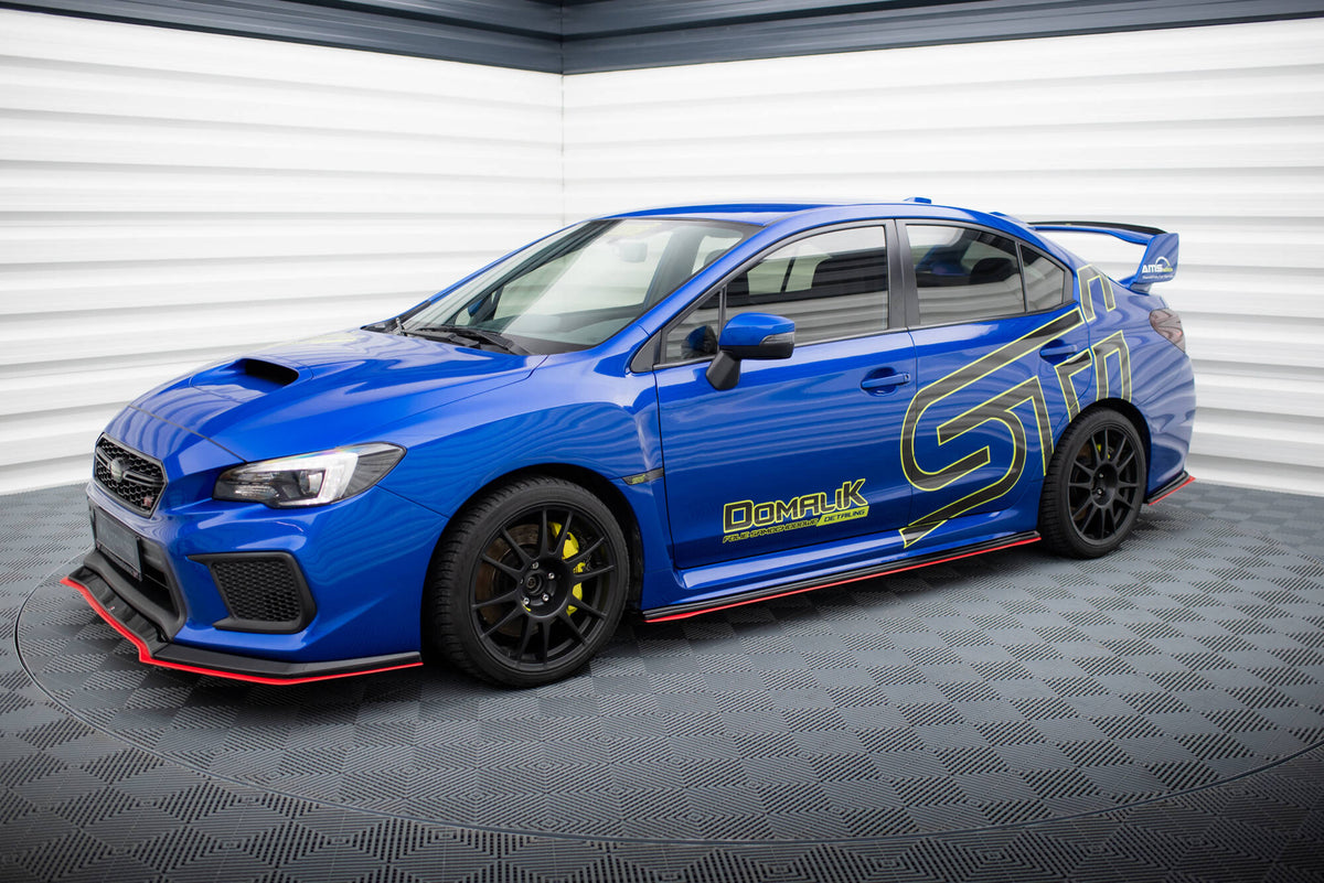 Maxton sideskjørt V.2 montert på Subaru WRX STI i skrå vinkel