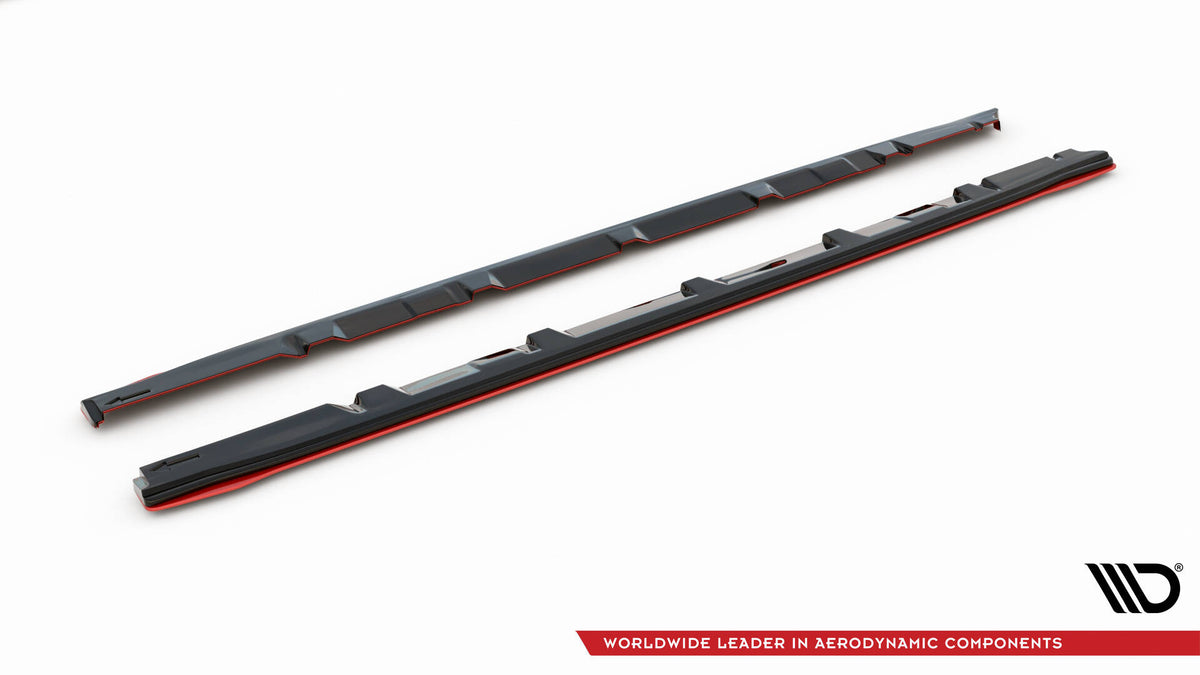 Sideskjørt diffuser V.2 for Subaru WRX STI med rød dekorstripe