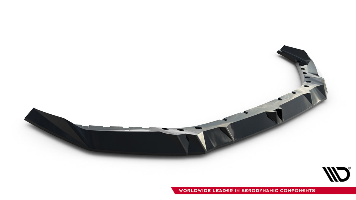 Maxton Design splittersett BMW M5 G90 – frontsplitter svart ABS, frontvinkel nedenfra