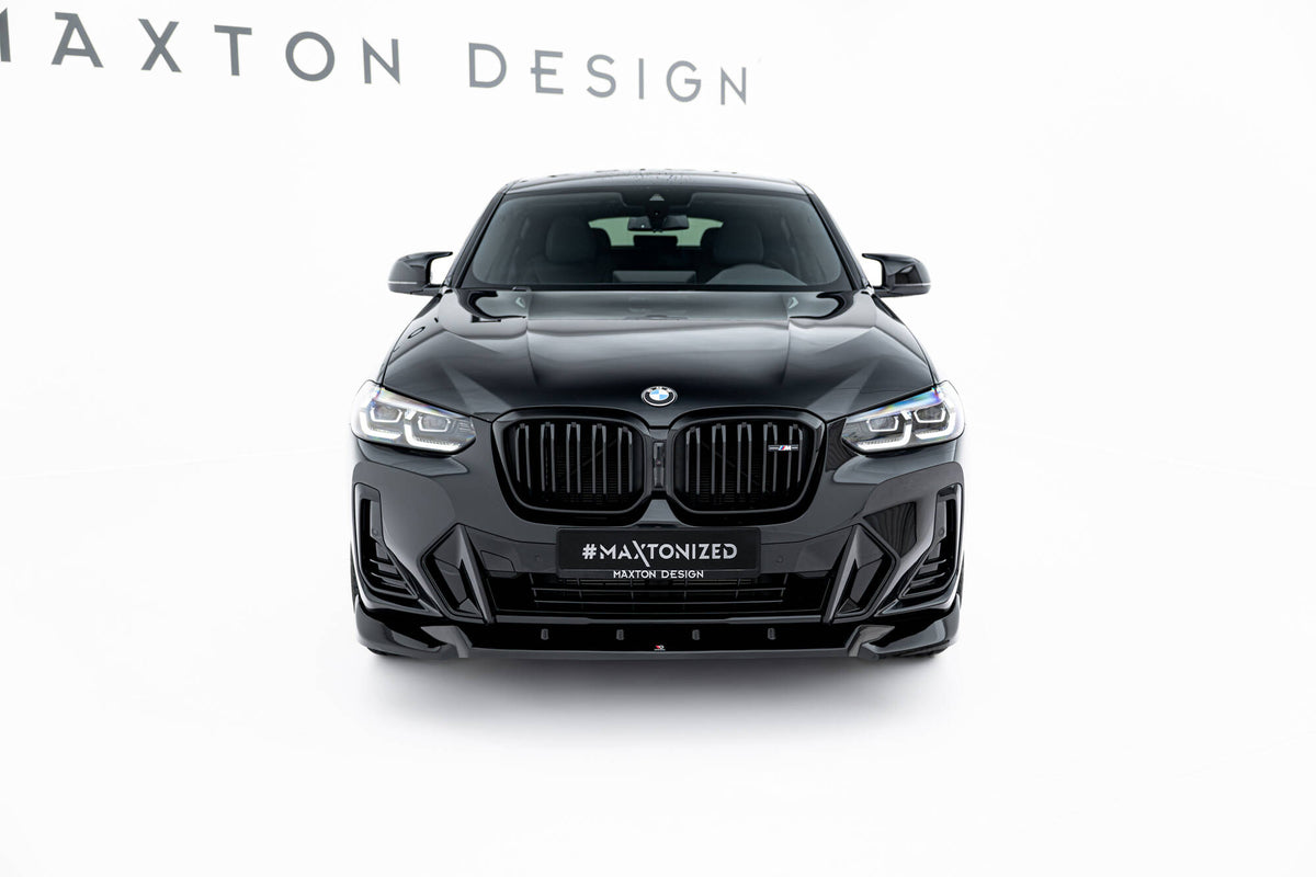 Splittersett BMW X4 G02 M-Pakke Facelift frontsplitter fra skrå vinkel