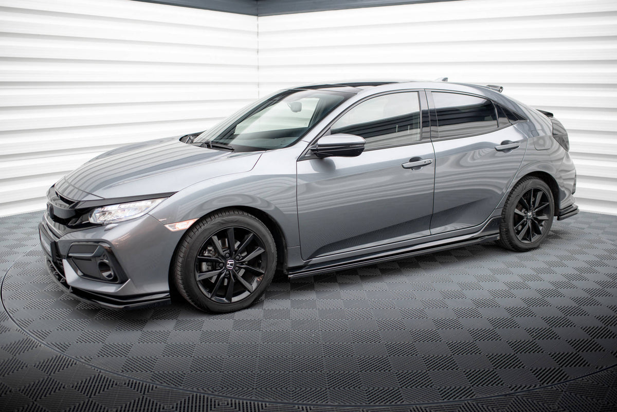 Komplett splittersett for Honda Civic Sport MK10 med alle seks deler utlagt ovenfra