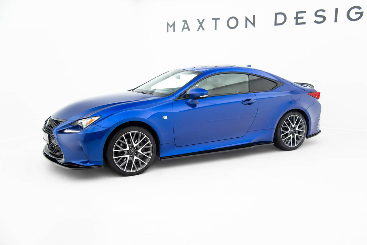 Splittersett for Lexus RC Mk1 vist forfra med front splitter og sideskjørt diffusorer