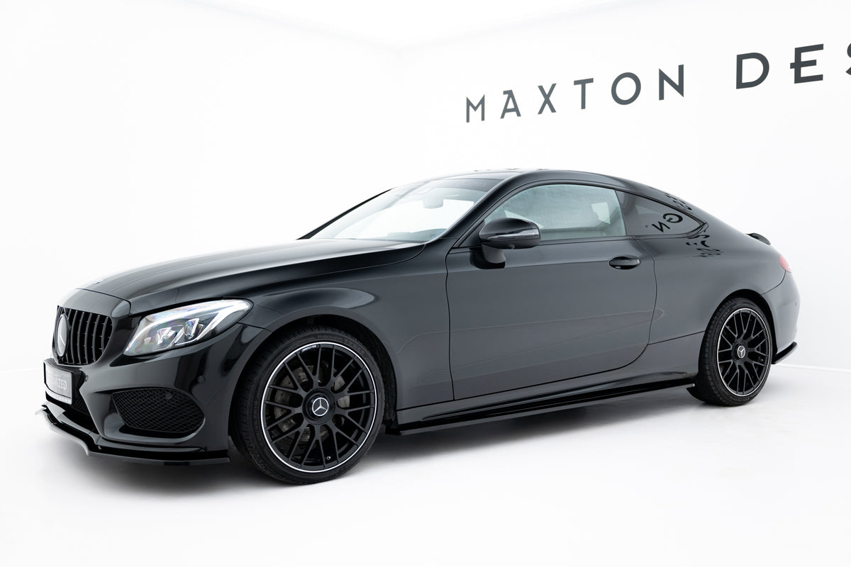 Splittersett i blank sort ABS til Mercedes-Benz C-Klasse Coupe C205 AMG-Line