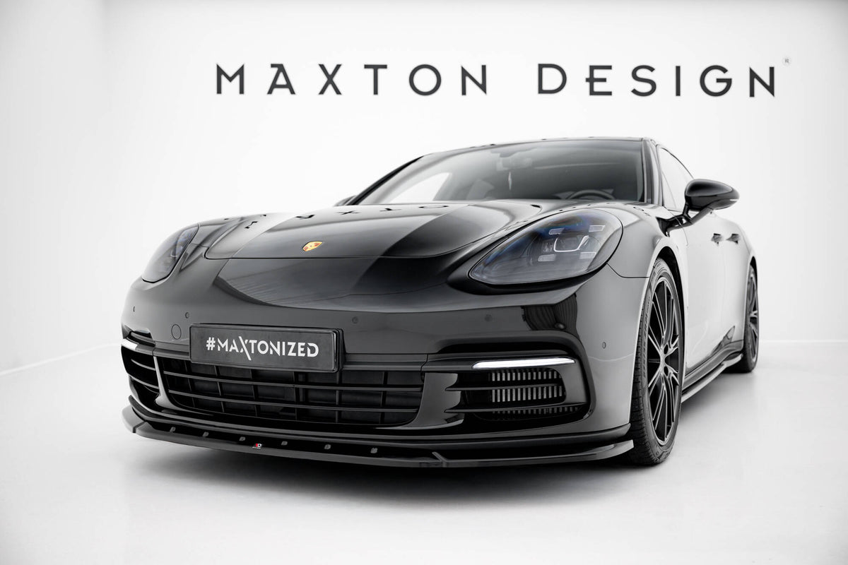 Nærbilde splittersett Porsche Panamera E-Hybrid 971, overflatedetalj
