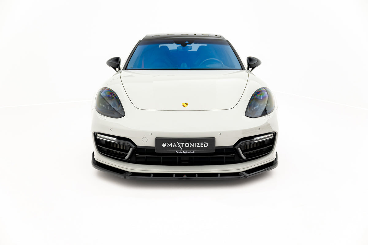 Frontsplitter fra splittersettet montert på Porsche Panamera GTS Sport Turismo 971 Facelift