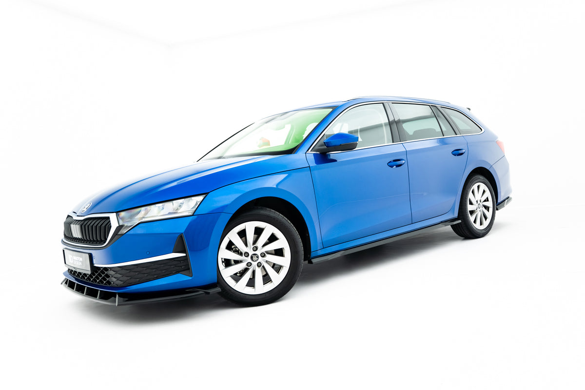 Splittersett for Skoda Octavia Combi MK4 Facelift vist i skrå vinkel forfra