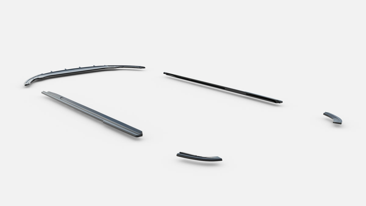 Front splitter for Skoda Rapid Spaceback i sort ABS-plast, nærbilde av fronten
