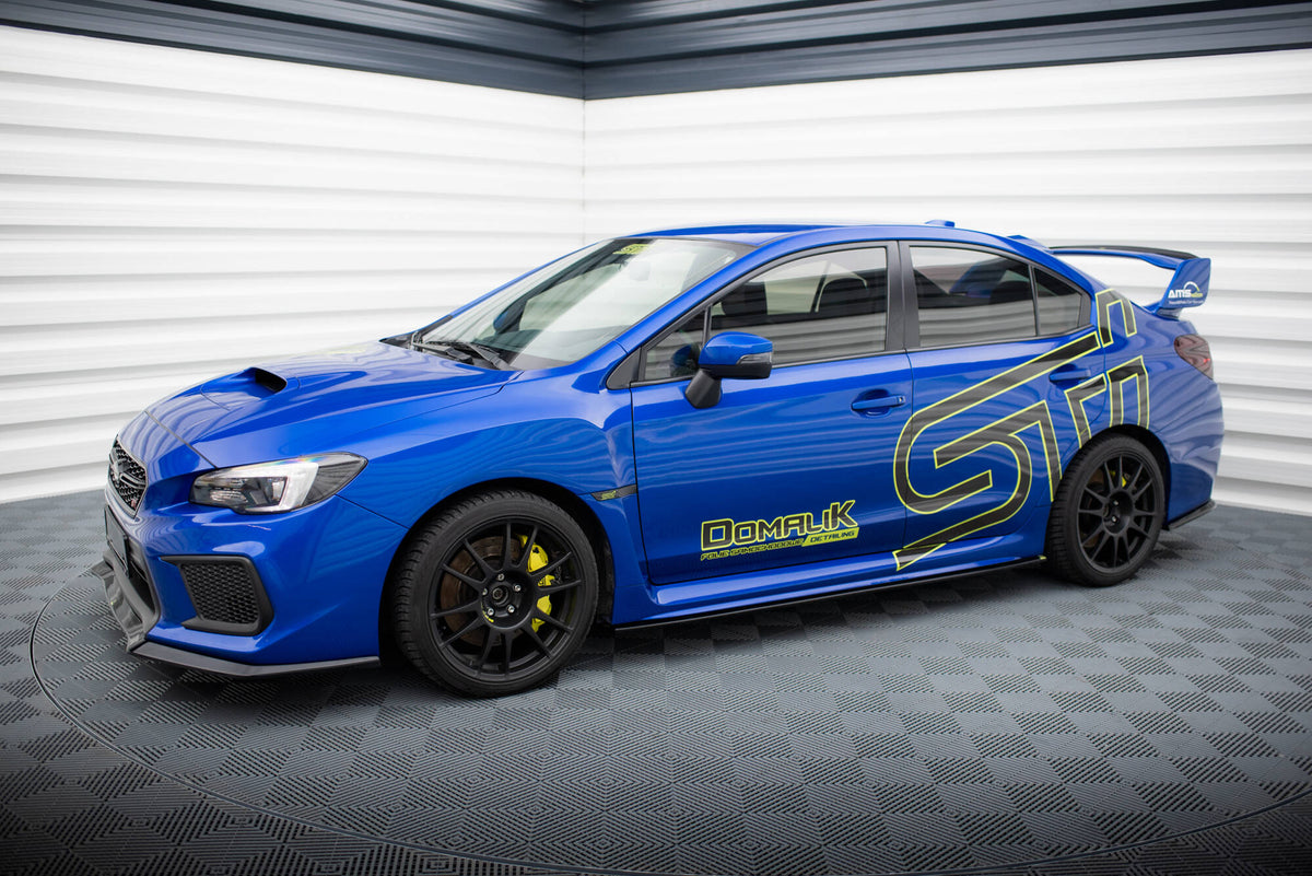 Komplett splittersett for Subaru WRX STI MK1 Facelift med alle fem deler vist ovenfra