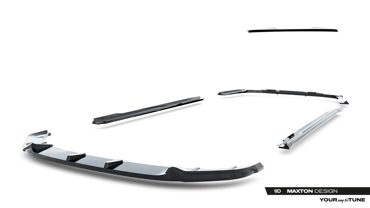 BMW G60 M-pakke splitter V.1, bakdiffuser nærbilde matt svart finish Maxton