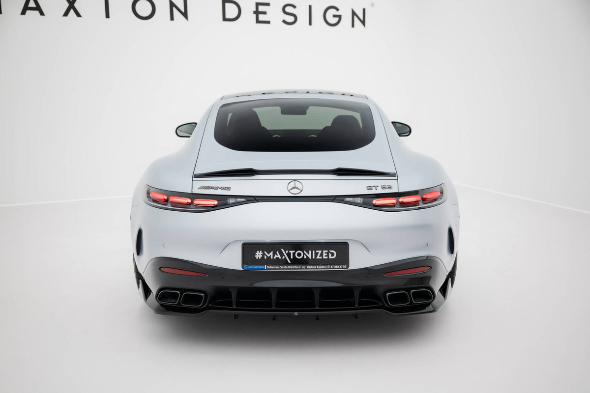 Spoilerlokk og bak splitter på Mercedes AMG GT C192 sett ovenfra