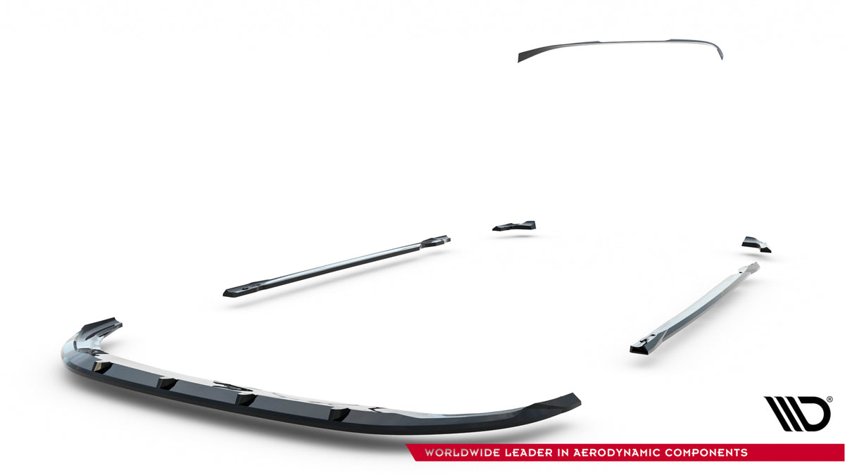 Splittersett V.2 for VW Golf 8 R Facelift – nærbilde av kant og finish i matt svart