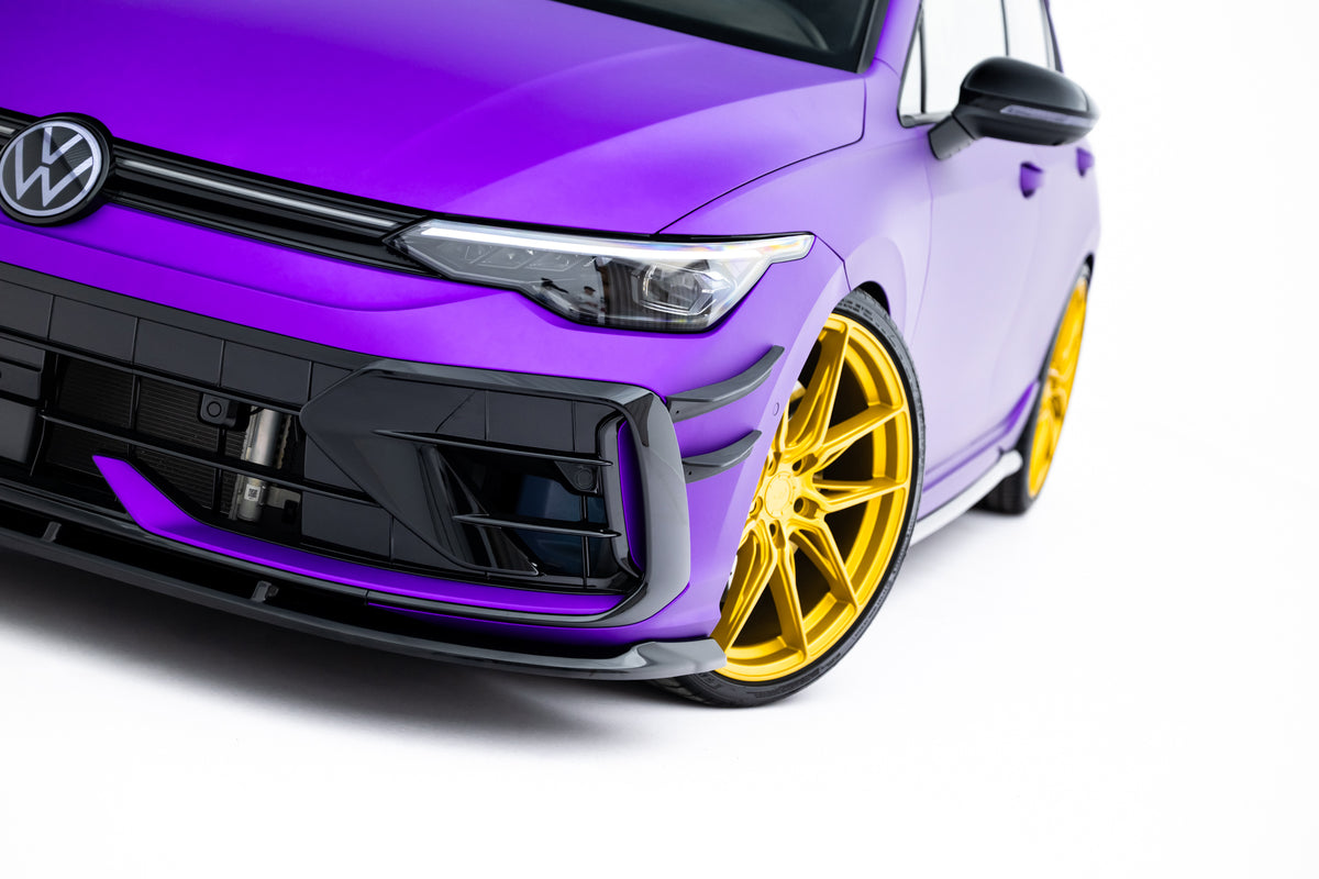 Front- og sideplitter V.2 VW Golf 8 R Facelift – bakside av produktet med monteringsanvisning