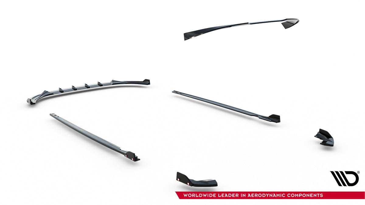 Bodykit splitter V.3 til VW Golf 8 R Facelift sett skrått bakfra
