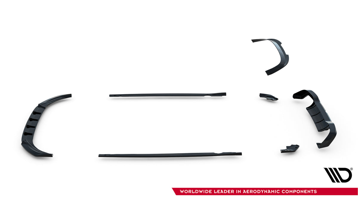 Front- og sideplitter V.5 VW Golf 8 R Facelift – produktbilde mot hvit bakgrunn