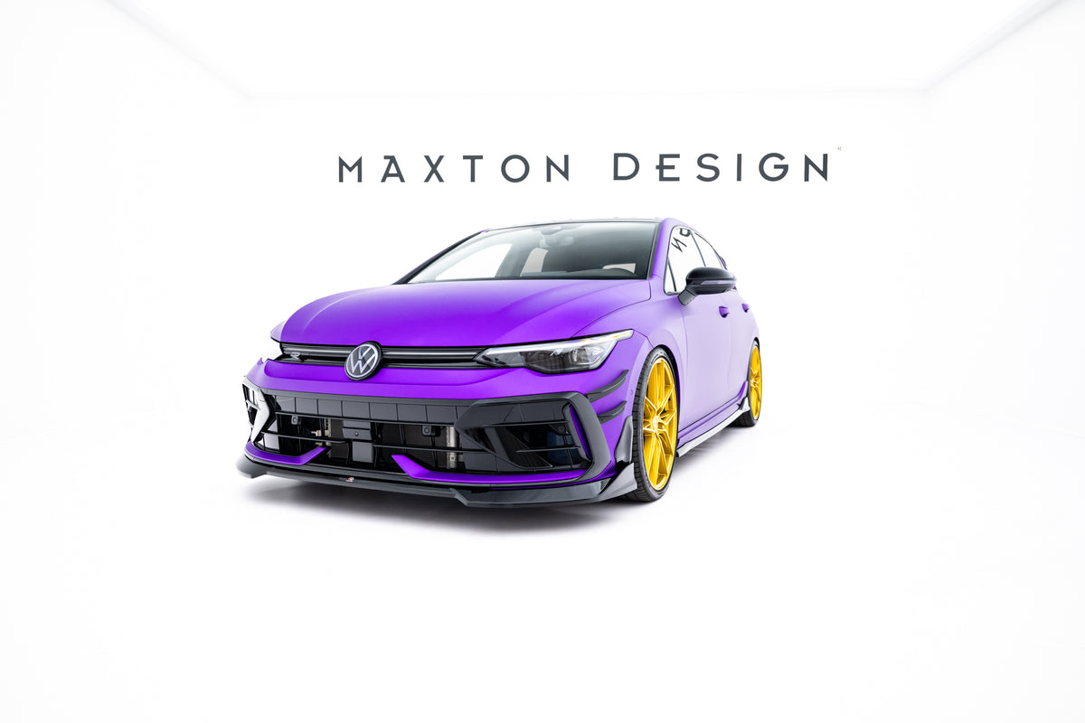 Bodykit splitter V.6 VW Golf 8 R Facelift sett skrått forfra