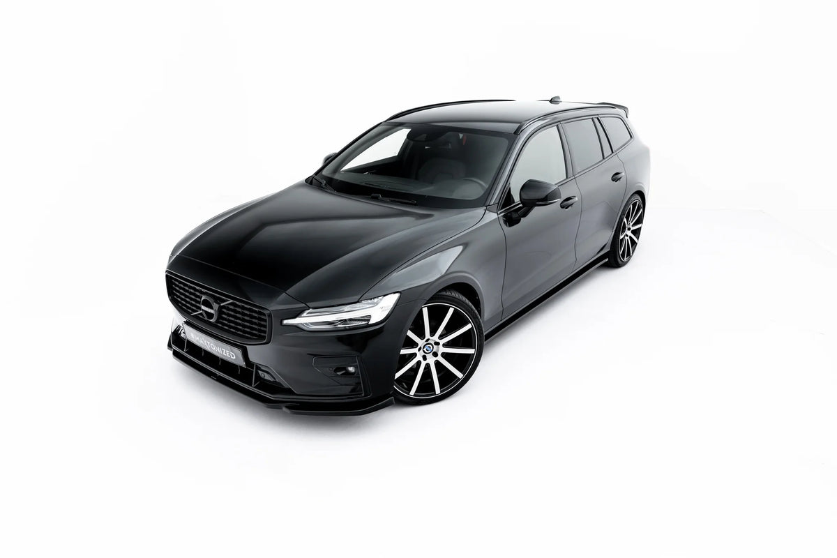 Frontsplitter til Volvo V60 R-Design Mk3 i blank sort ABS-plast