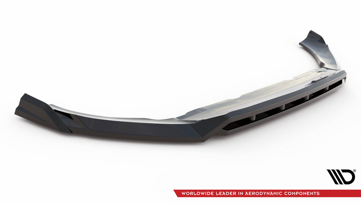 Splittersett Volvo XC60 R-Design MK2 Facelift fra Maxton Design, nærbilde overflate i svart blank ABS-plast