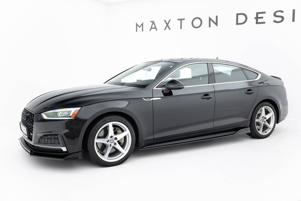 Maxton Design sideskjørt montert på Audi A5 S-Line Sportback F5 sett fra siden