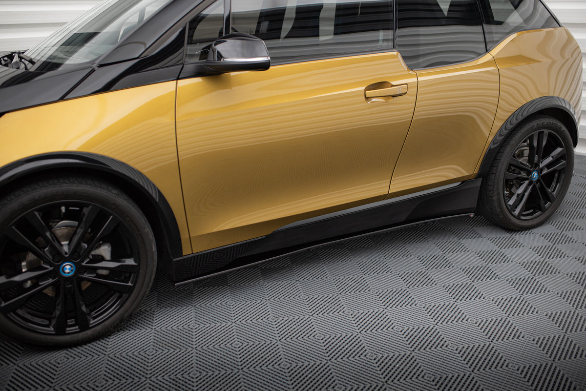 Sideskjørt diffusers til BMW i3 S Mk1 Facelift i blank sort ABS-plast