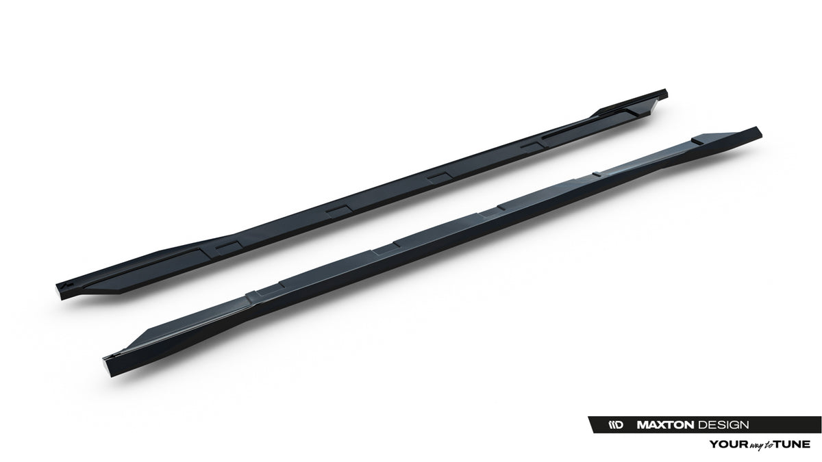 Detaljbilde av blank sort overflate på sideskjørt diffuser BYD Seal Mk1