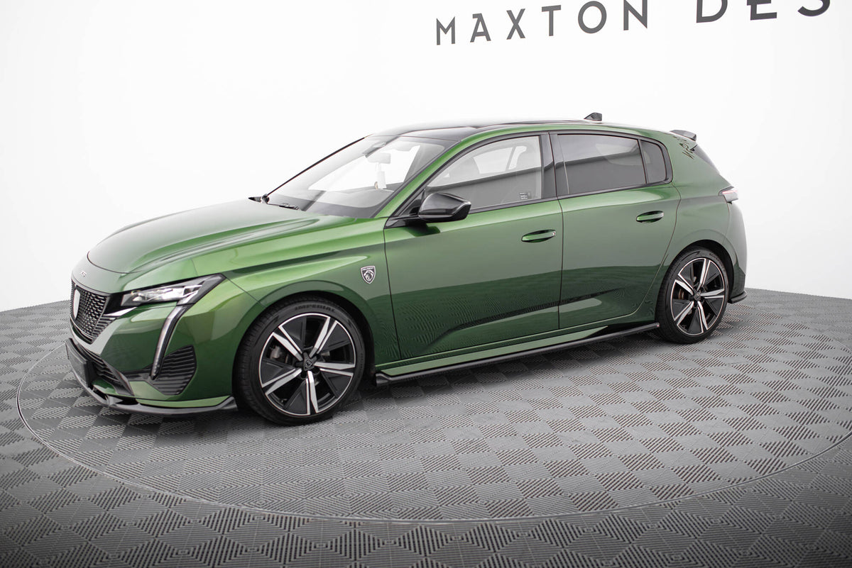 Sideskjørt diffusorer til Peugeot 308 GT Mk3 i sort ABS-plast, sett ovenfra