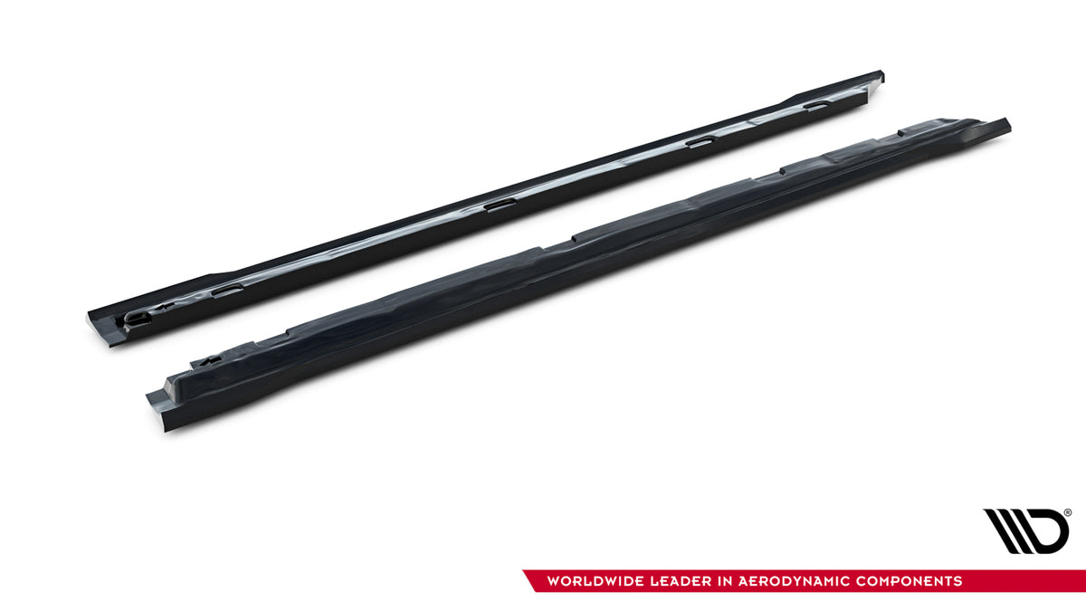 Sideskjørt diffusorer for Skoda Superb MK4 vist ovenfra mot strukturert overflate