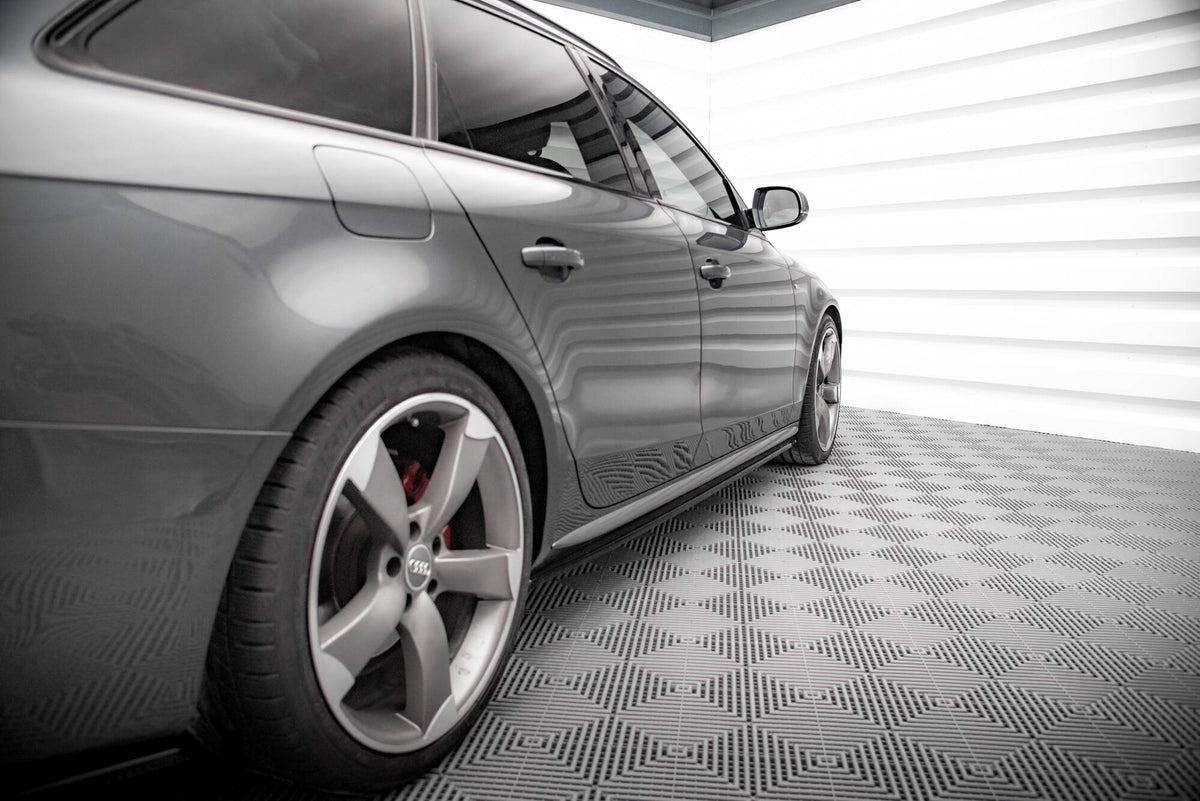 Maxton Design sideskjørt montert på Audi A4 S-Line B8, visning fra siden