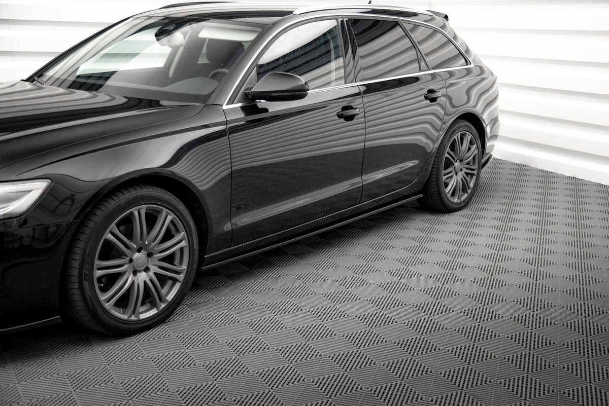 Sideskjørt diffuser V.2 for Audi A6 C7 i sort ABS-plast sett ovenfra