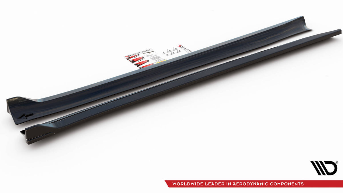 Detalj av Gloss Black-overflate på sideskjørt diffuser for Tesla Model 3