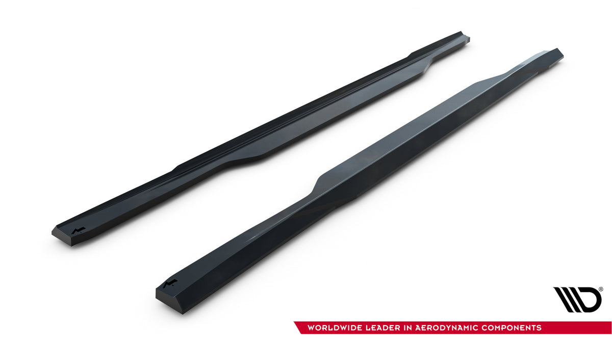 Sideskjørt BMW M5 G90 frontvinklet – glanssvart ABS, skarp kantdesign