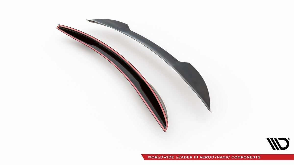 Nærbilde av blank sort Spoiler Cap til Audi S8 D5 Facelift