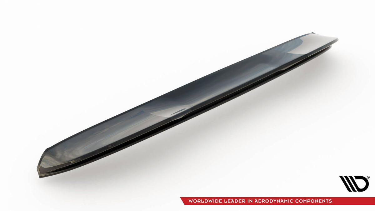 Maxton Design spoiler cap i blank svart finish på BMW 3 Touring, sidevinkel