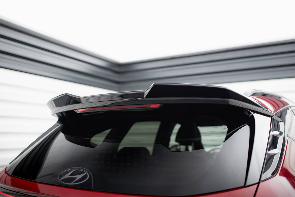 Spoiler cap 3D til Hyundai Tucson N-Line MK4 sett ovenfra med sort finish