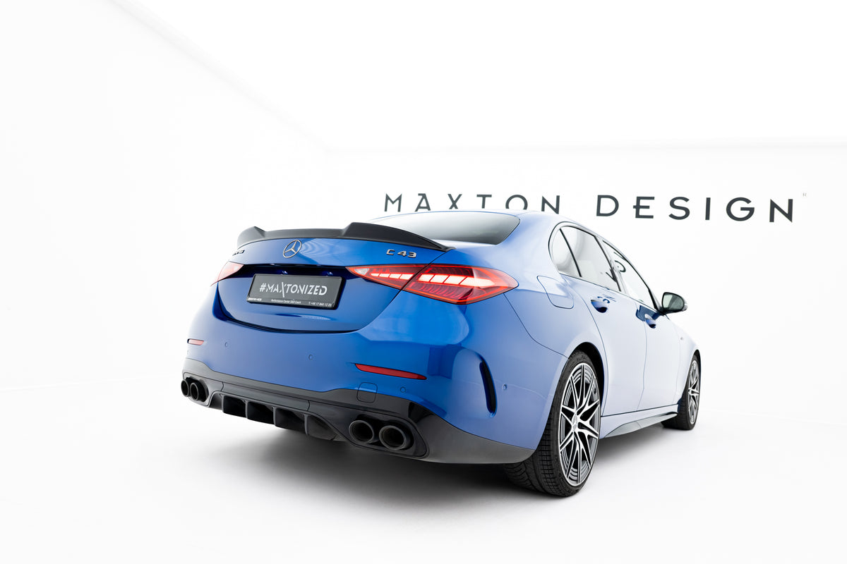 Maxton 3D spoiler cap for Mercedes C 43 AMG-Line Sedan W206, sidevisning sort finish