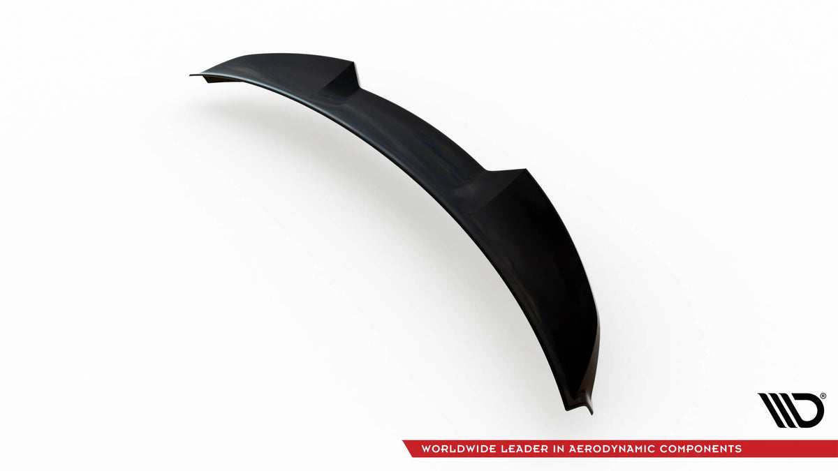 Nærbildedetalj av Spoiler Cap 3D i blank sort ABS-plast til Mercedes GLC Coupe C254