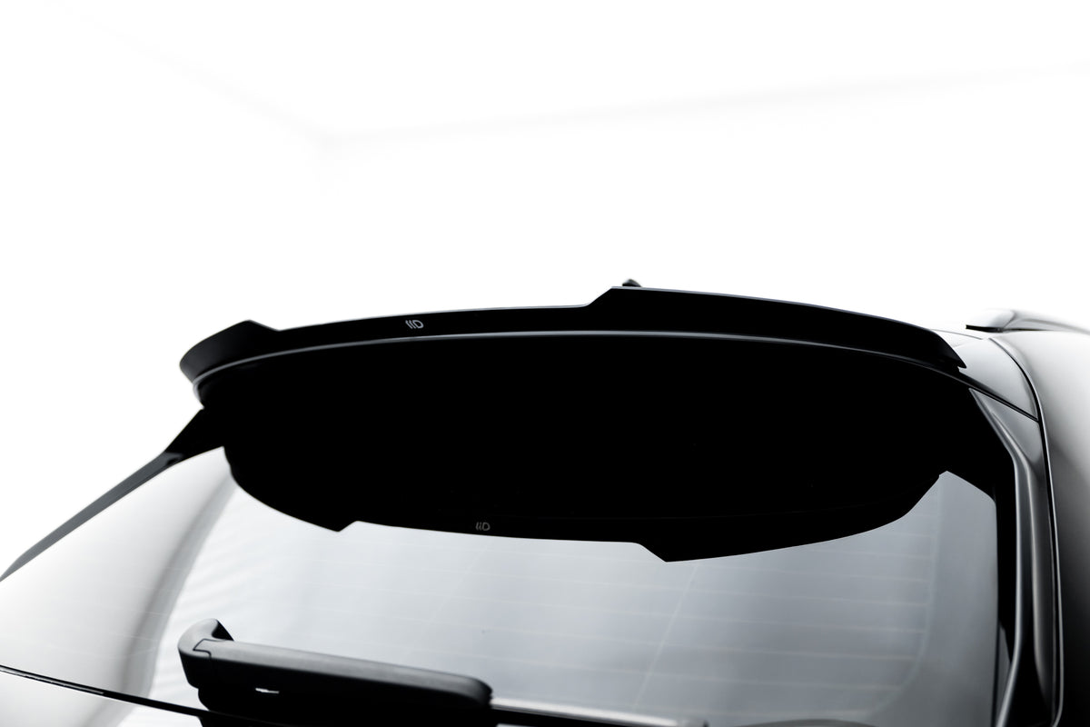 Spoiler cap i blank sort ABS til Cupra Leon ST Mk1 Facelift sett forfra