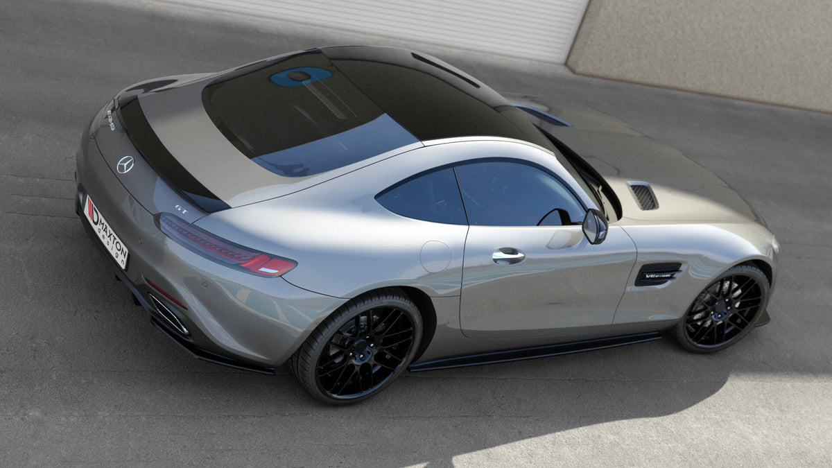 Sort spoiler cap i ABS-plast til Mercedes AMG GT C190, skrå vinkel