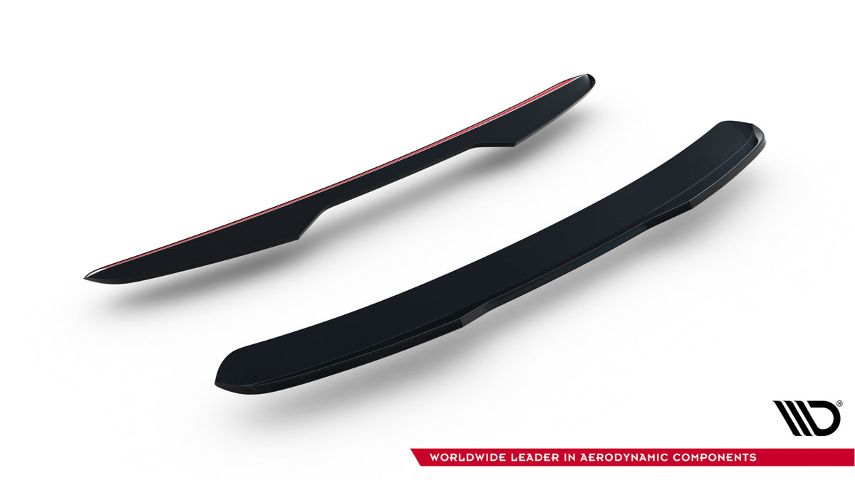 Innhold i settet med spoiler cap, 3M-tape og avfettingsklut til Mini Countryman JCW