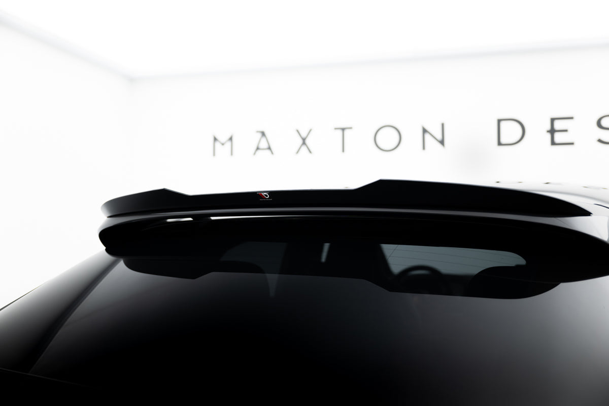 Spoiler cap til Porsche Cayenne Coupe MK3 i strukturert svart finish sett bakfra