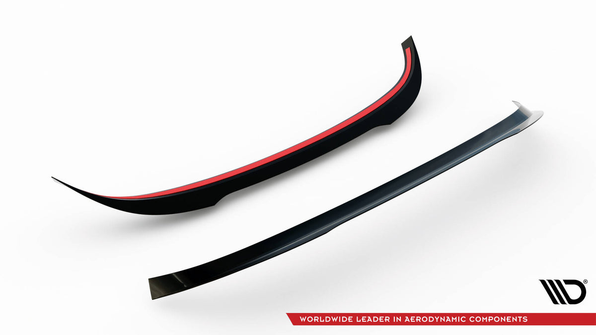 VW Scirocco spoiler cap vist fra skrå vinkel med synlig 3M-tape