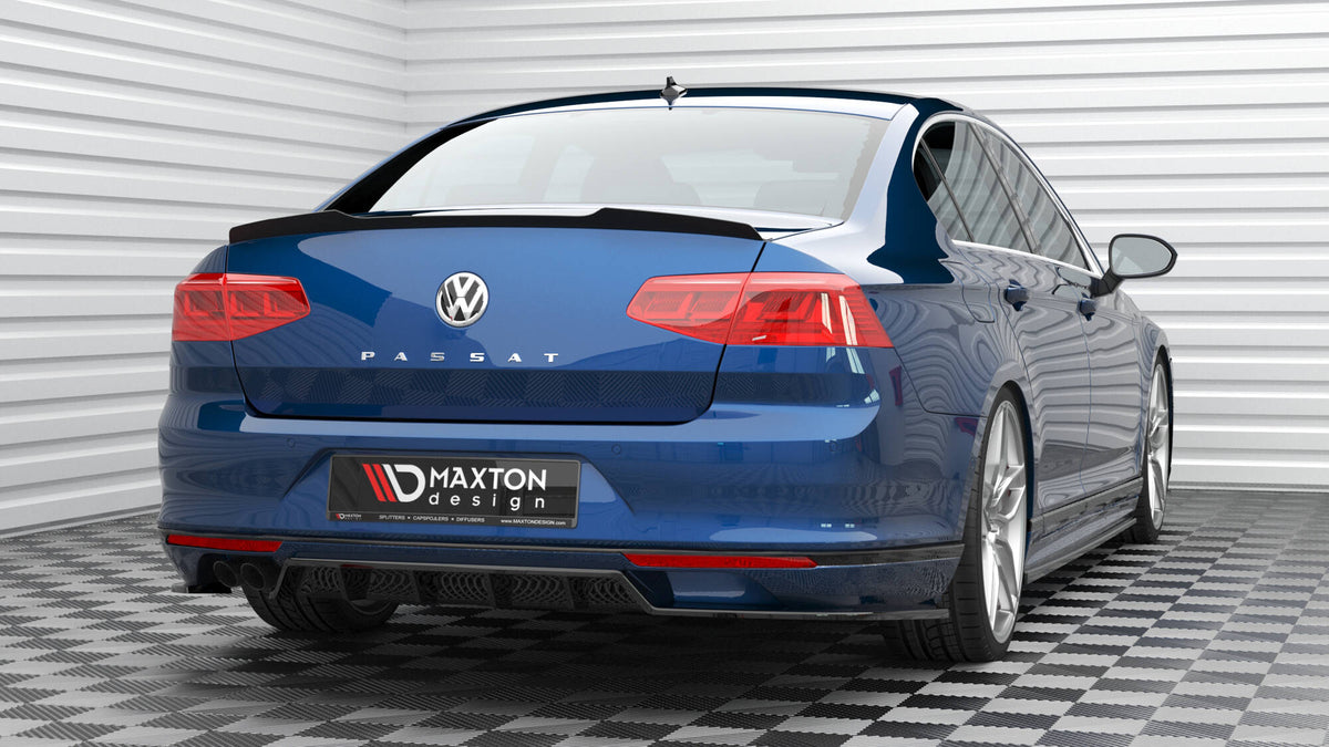 Spoiler cap til VW Passat Sedan R-Line MK8 sett ovenfra på hvit bakgrunn