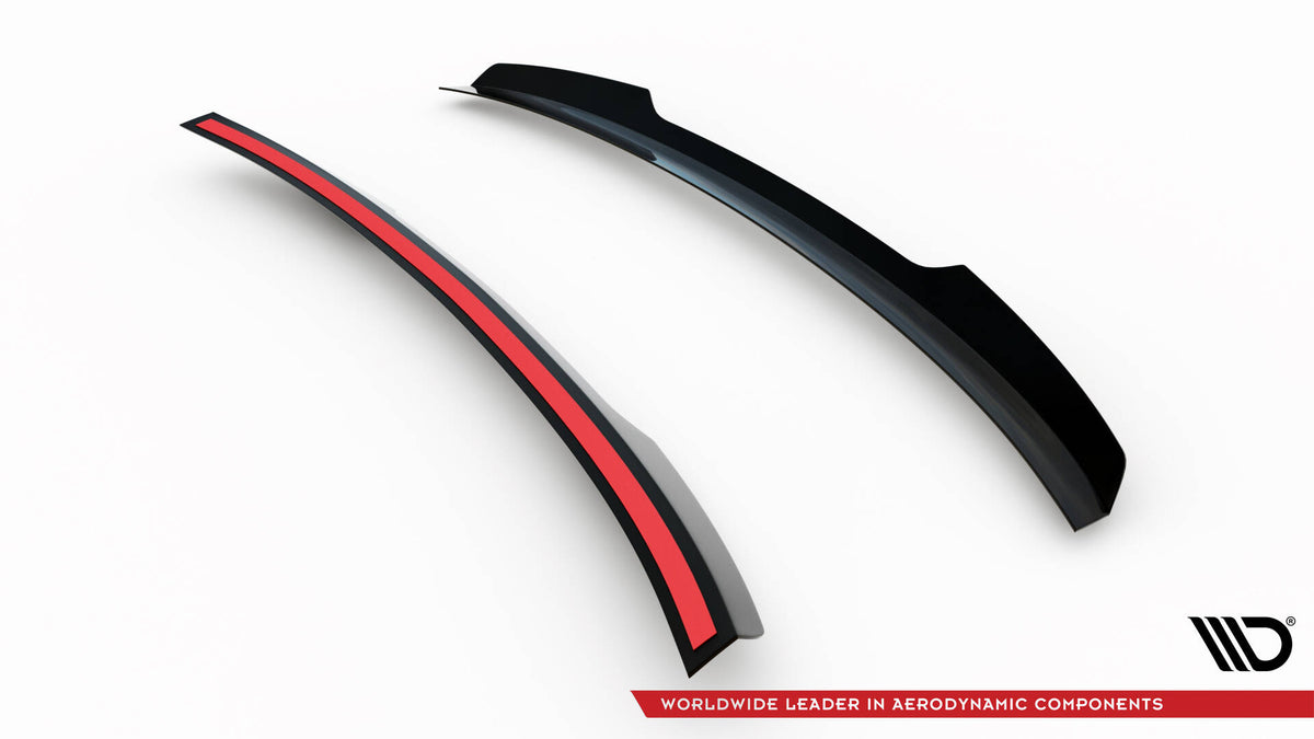 Spoiler cap for VW Passat B8 Sedan R-Line sett bakfra i strukturert svart finish