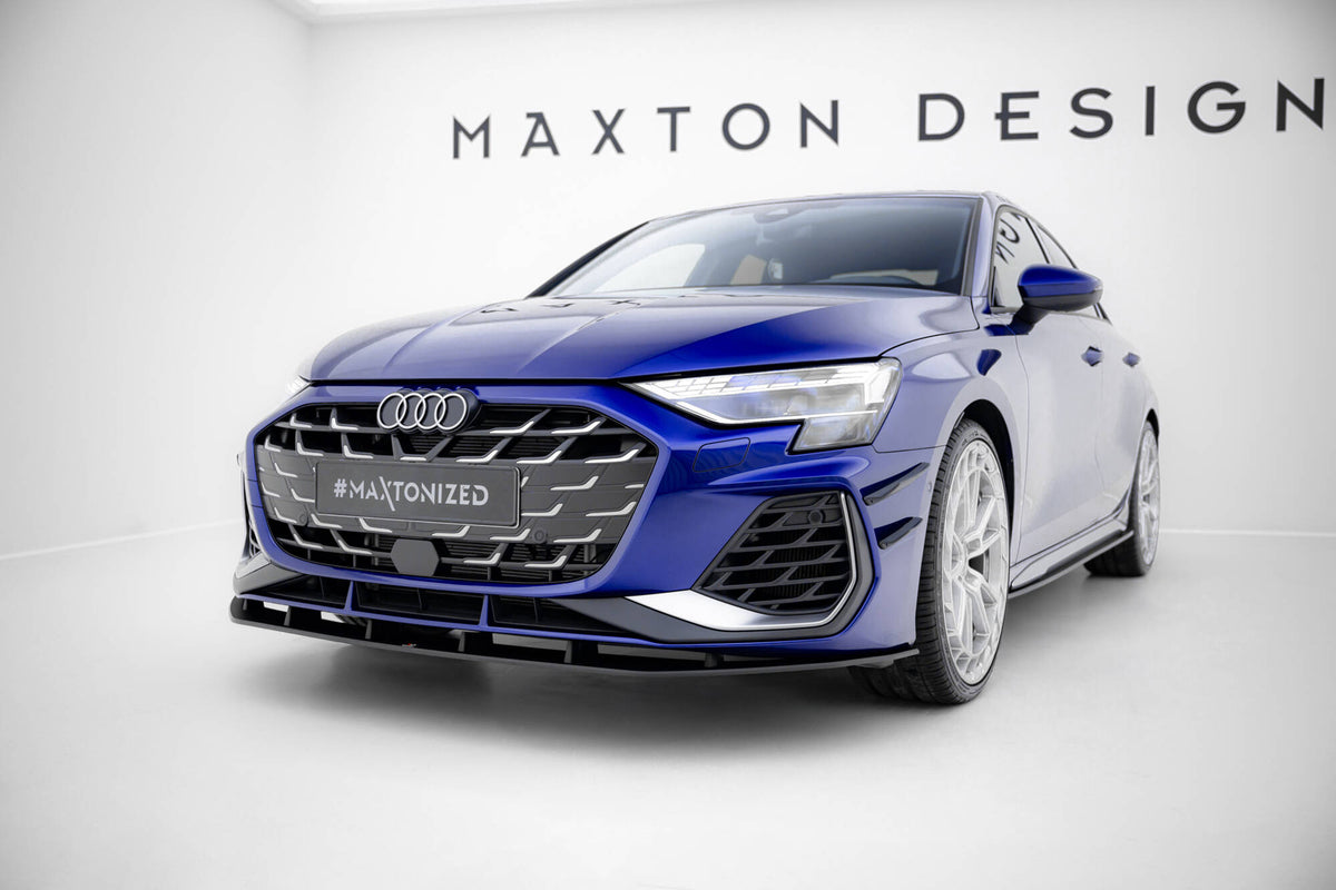 Street Pro frontsplitter til Audi A3 S-Line Sedan 8Y Facelift i matt sort ABS-plast