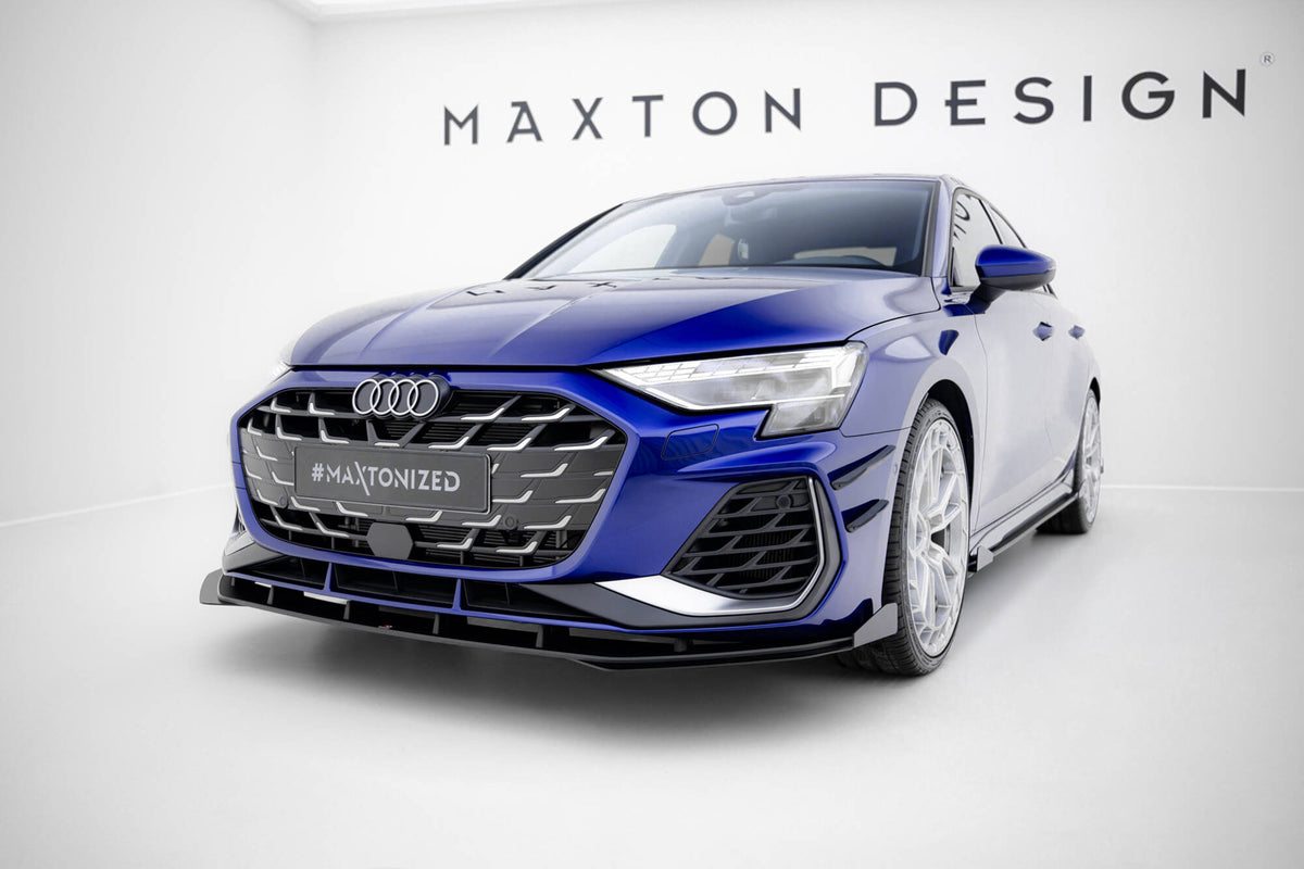 Street Pro frontsplitter i matt sort ABS til Audi A3 S-Line Sedan 8Y Facelift