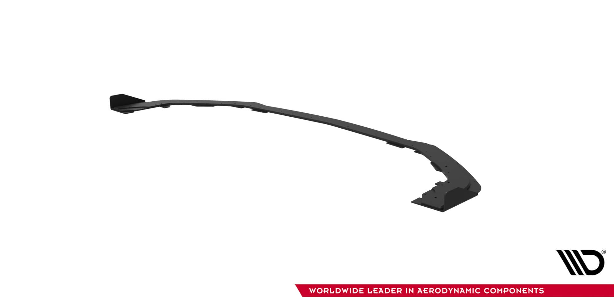 Frontleppe til Ford Mustang GT MK6 med flaps, sort buet del sett ovenfra mot hvit bakgrunn.