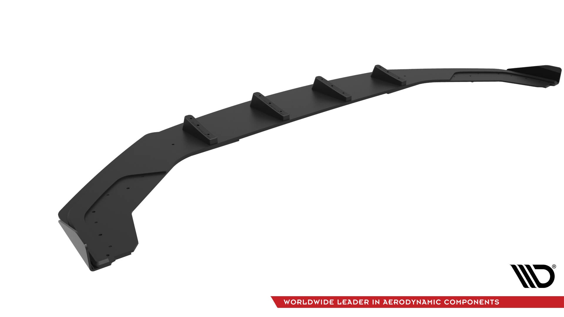 Frontspoiler VW Jetta Gli MK7 med flaps sett fra skrå vinkel, svart med synlige forsterkede fester.