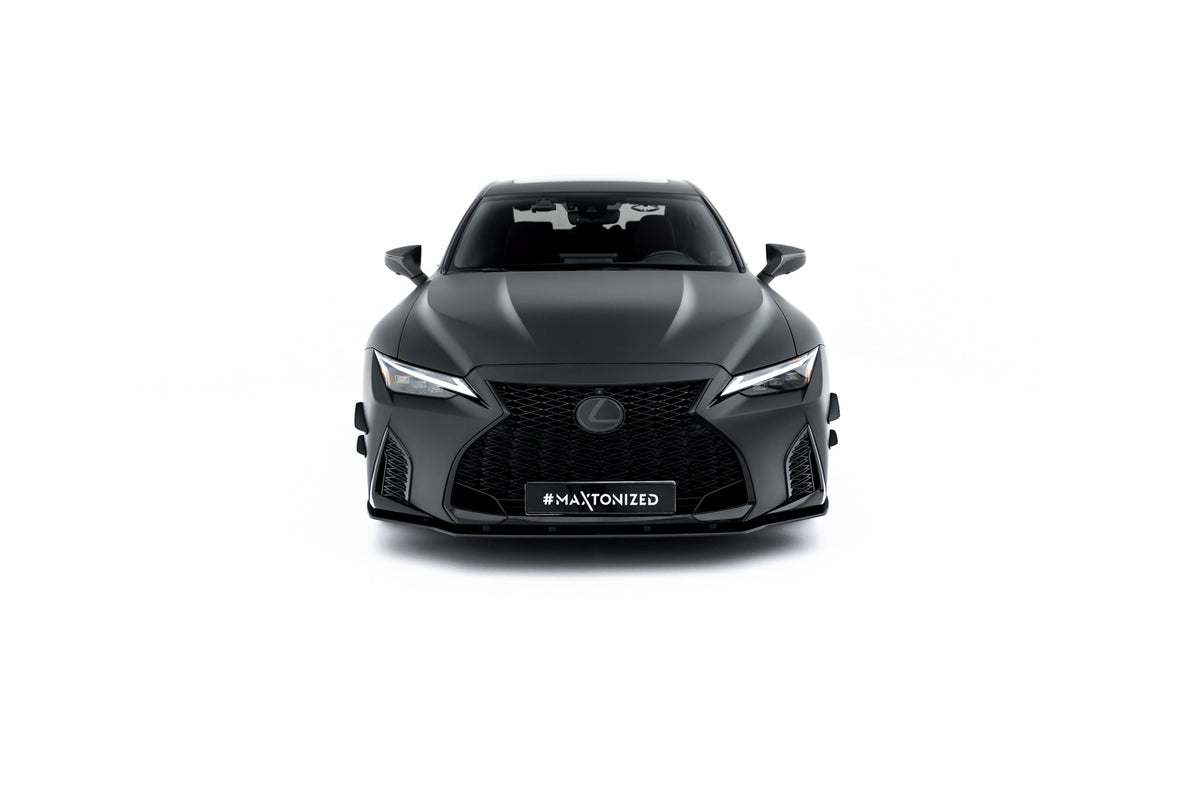 Nærbilde av Street Pro frontsplitter i 10 mm ABS-plast til Lexus IS 500 (XE30)
