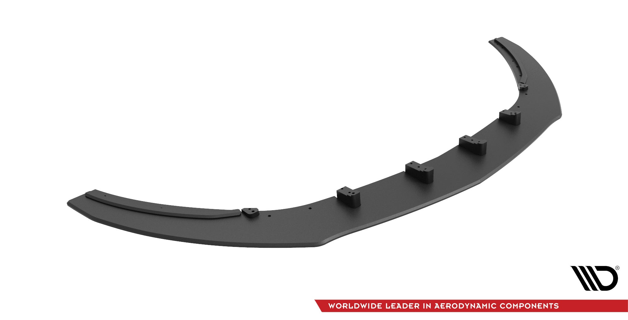 Front splitter for Opel Astra GTC OPC-Line J, svart buet plast med festebraketter, sett ovenfra.
