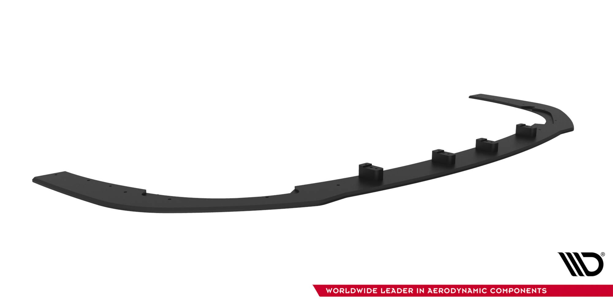 Front splitter Subaru Impreza WRX Sti MK3 Facelift, svart plast med fire festepunkter, skrå vinkel.