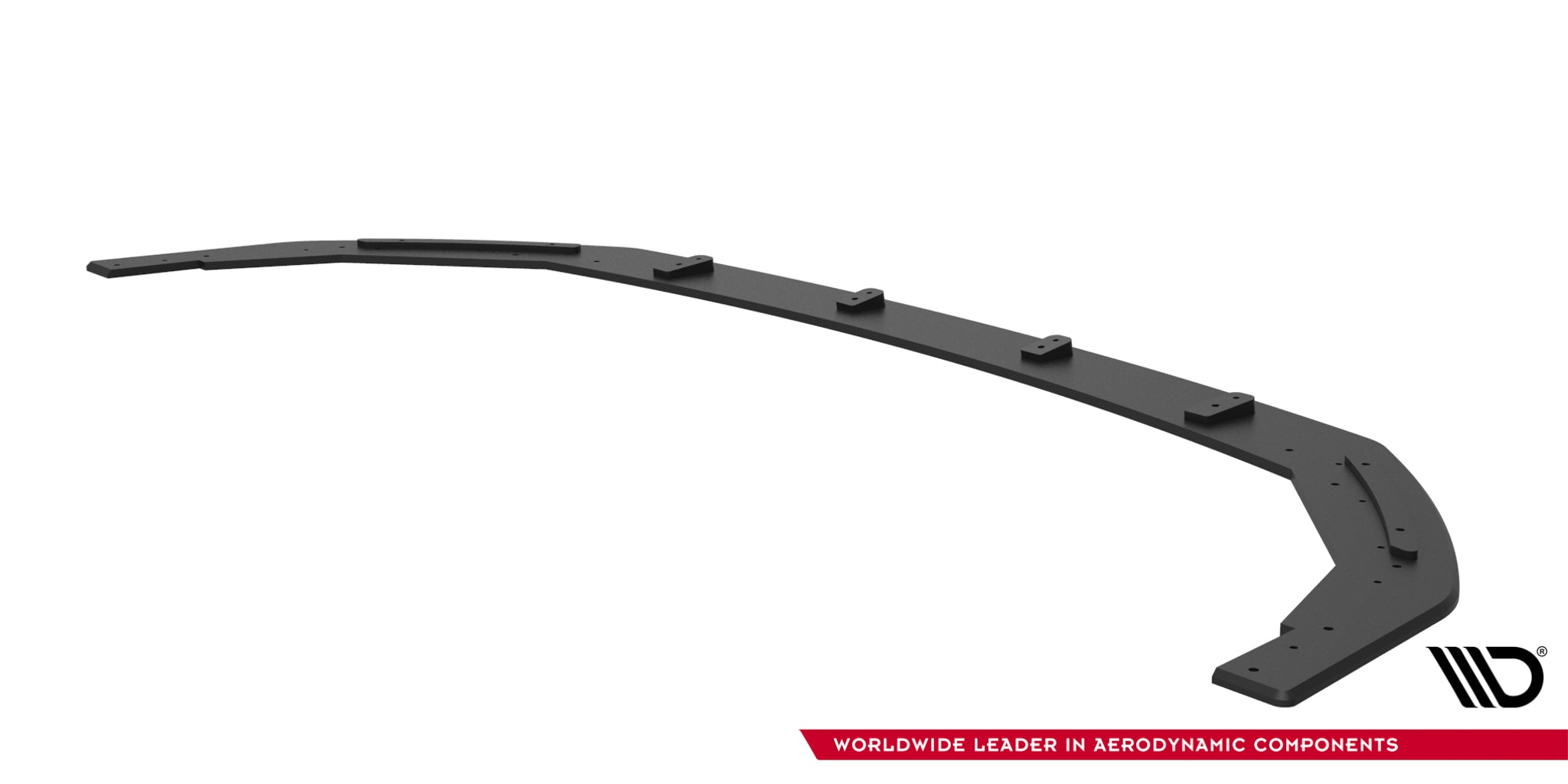 Spoiler til Toyota Corolla Gr MK12 2022-2024, sort buet metall med monteringspunkter, sett skrått ovenfra.